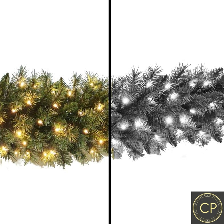 3ft Pre-lit Garland 36 2Chip Warm-White/Ice-White LEDs (2024) - 6pcs