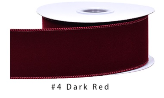 2.5" Velvet Ribbon Dark Red - 2pcs