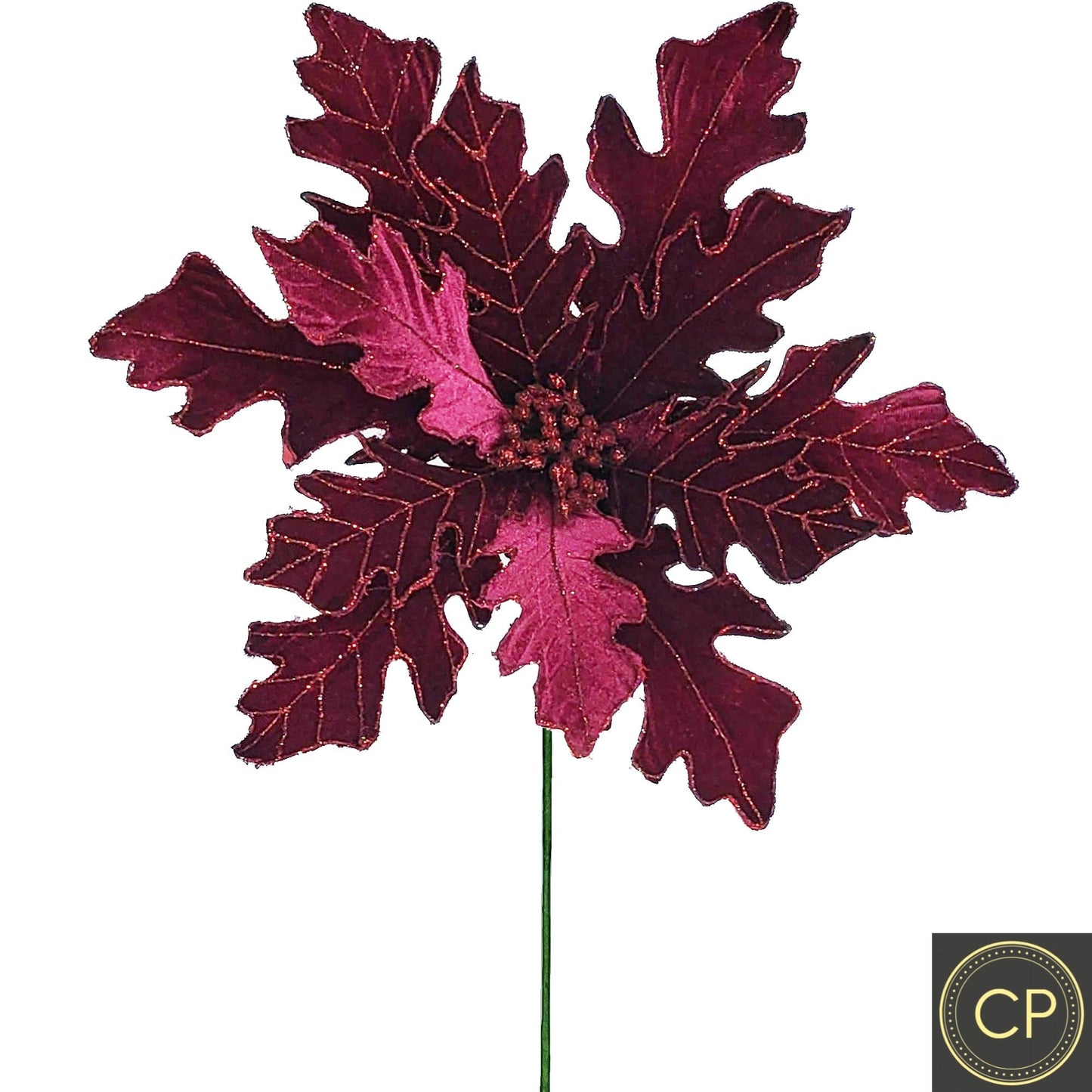 12Inch Burgundy Poinsettia - Pack of 10