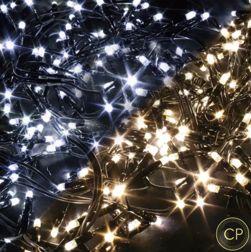 100 2Chip Warm-White/Ice-White LEDs on 10m green rubber cable LV - 10 Sets (24VOLTS)