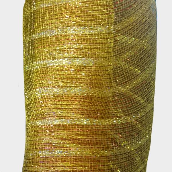 Decomesh Gold with Gold Stripes with little bit of Red - 1 Roll