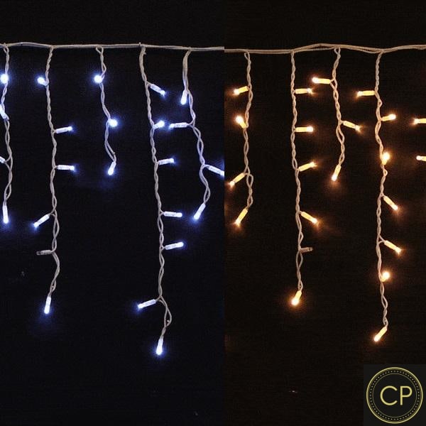 7m Short Drop Icicle-Lights 2Chip Warm-White/Ice-White - 350 LEDs - 1pc (LOW VOLTAGE)