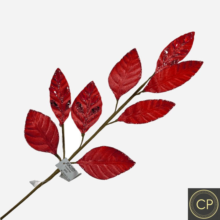 Red Crystal Leaf Spray - Pack of 10
