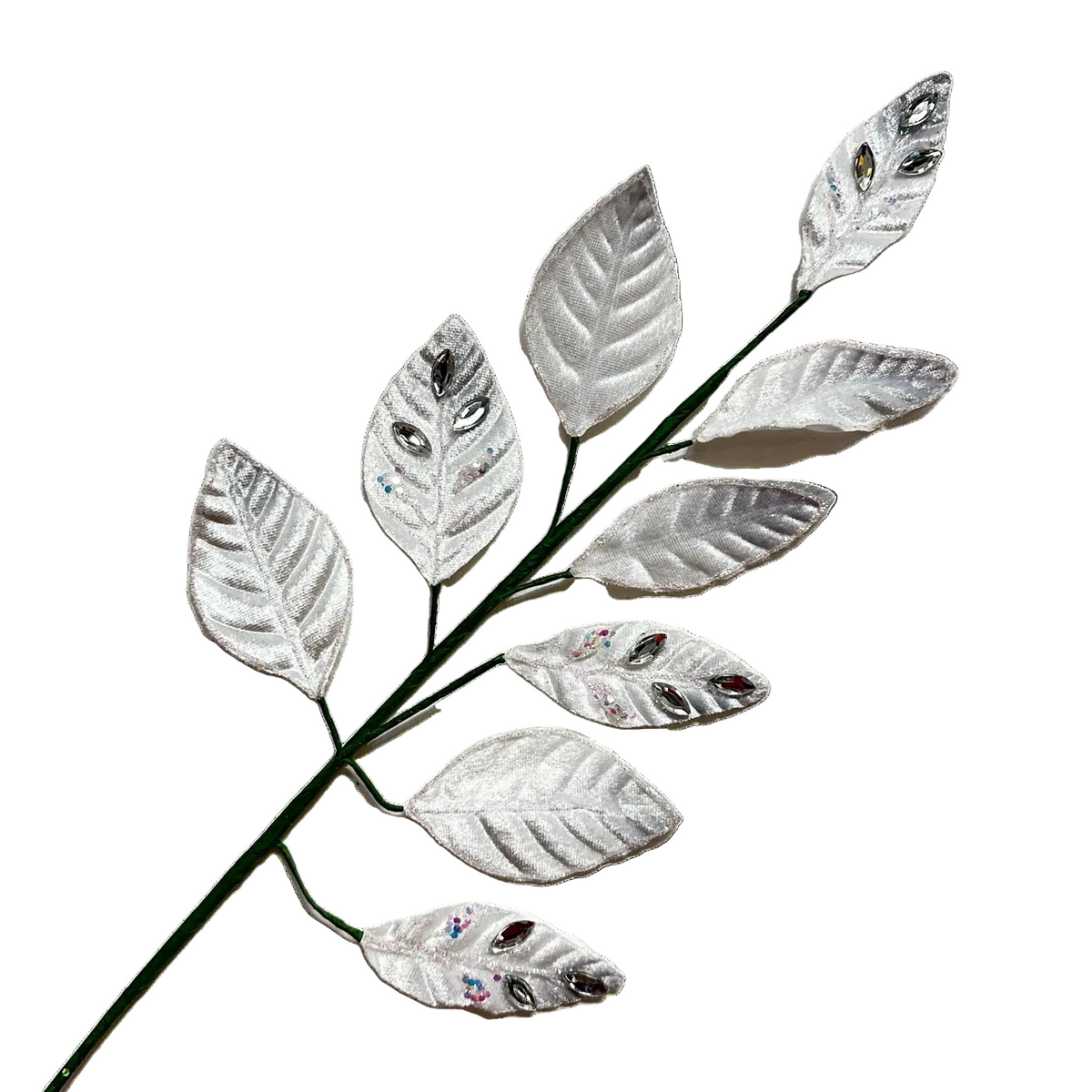 White Crystal Leaf Spray - Pack of 10
