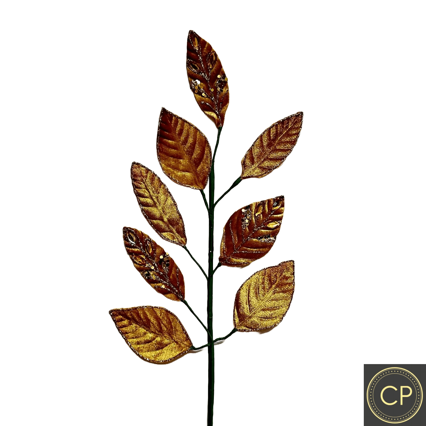 Gold Crystal Leaf Spray - Pack of 10