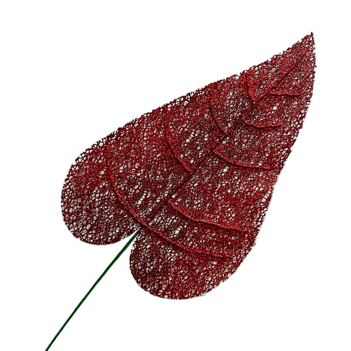 Red Mesh Leaf Stem - Pack of 10