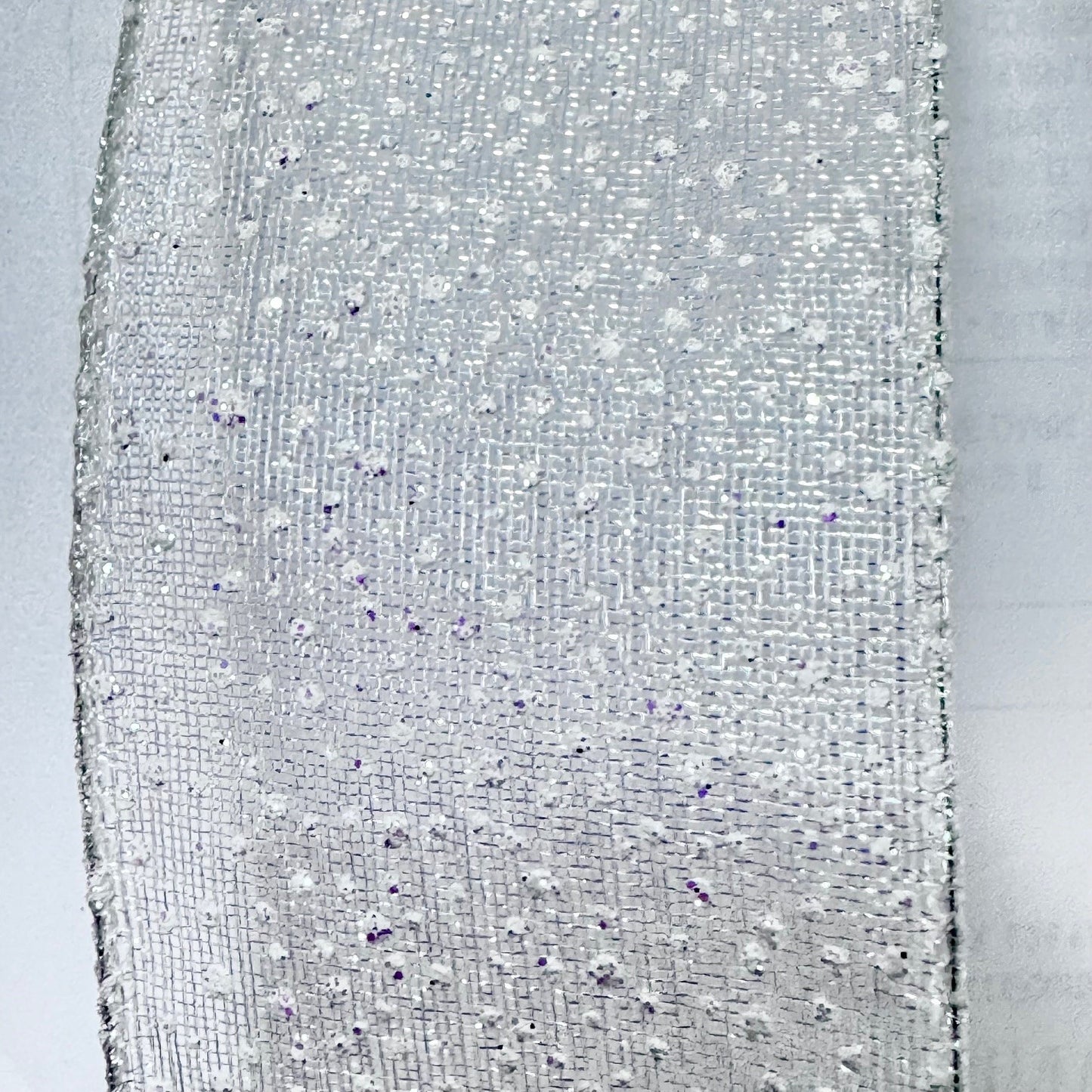 2.5" White sheer iridescent ribbon with dots - 2pcs
