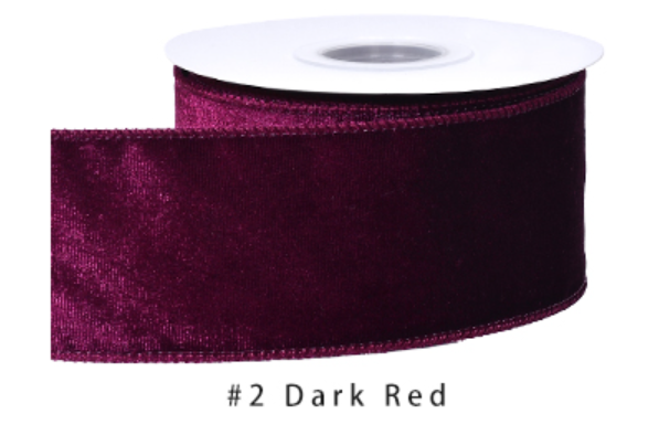 2.5" Velvet Ribbon Dark Red - 2pcs