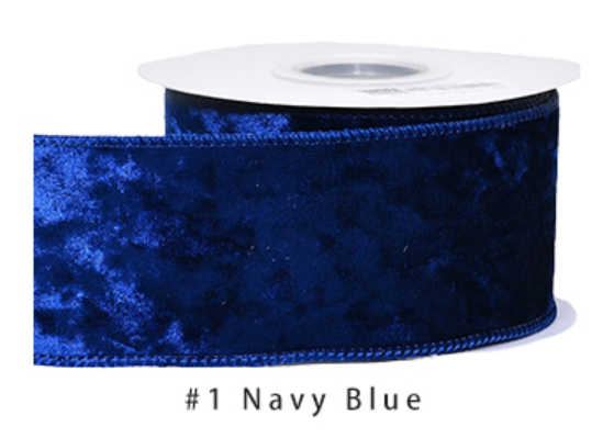 2.5" Velvet Ribbon Blue- 2pcs