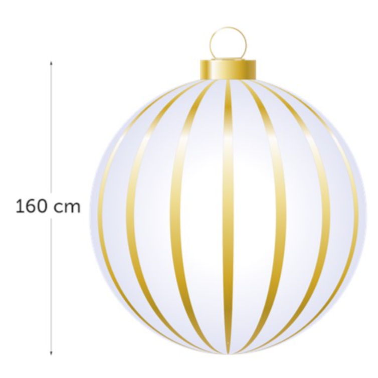 Inflatable Bauble white and gold - 150 cm - 1PC (230v)