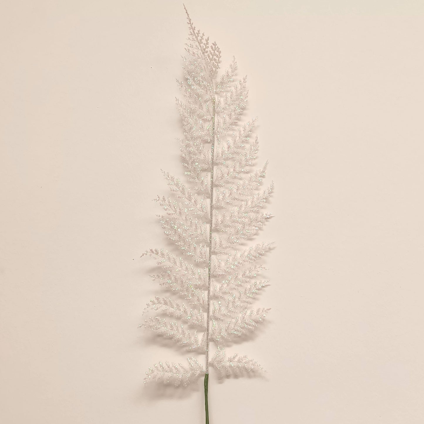 16Inch White Glittered Fern Leaf - Pack of 10