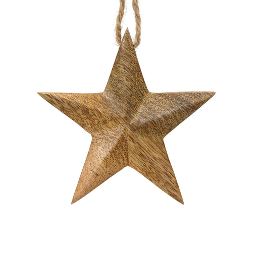 Wooden Star with hanger 10cm - 1pc