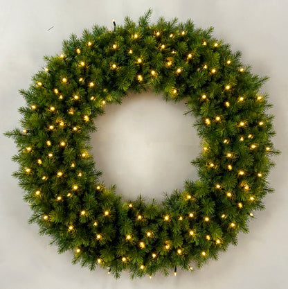 48Inch Pre-lit Wreath 160 2Chip Warm-White/Ice 20% Twinkling LEDs (Premium) - 1pc