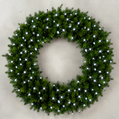 48Inch Pre-lit Wreath 160 2Chip Warm-White/Ice 20% Twinkling LEDs (Premium) - 1pc