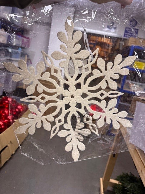 38cm White Snowflake with Glitter - 12pcs