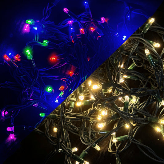 100 2Chip Warm-White/Multi-Colour LEDs on 10m green rubber cable LV - 10 Sets (24VOLTS)