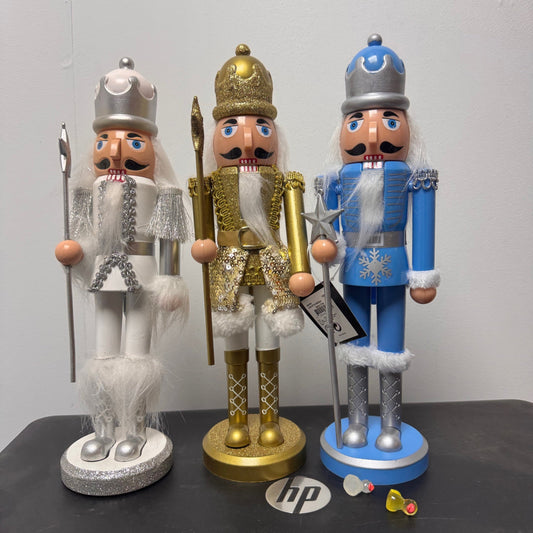 28cm Blue (Light), White, Gold Nutcracker - 3pcs