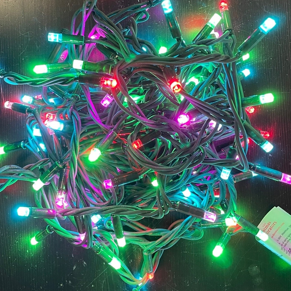 100 Multi-Colour LEDs with 25% red Twinkling on 10m green cable LV - 10 Sets (24VOLTS)