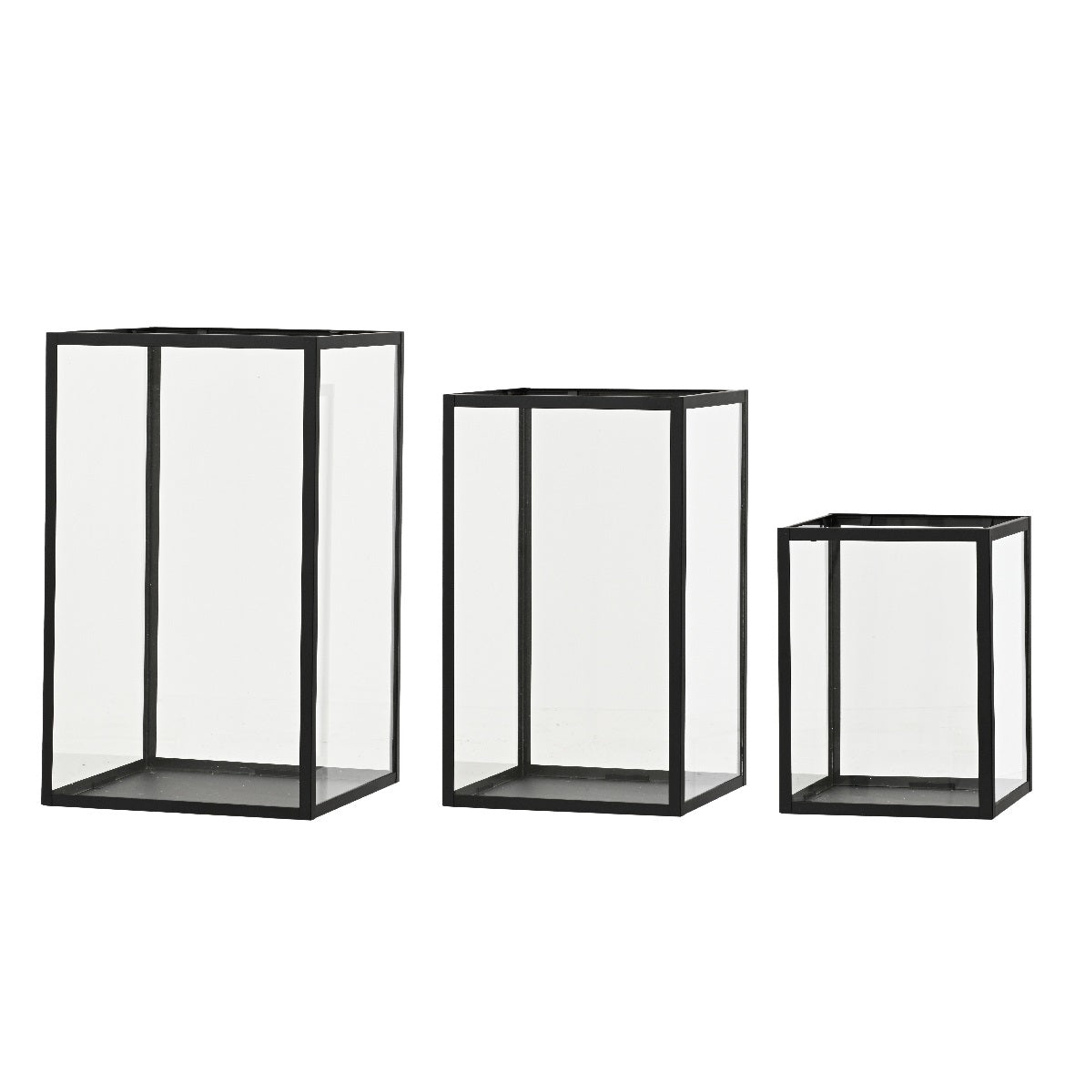 Rectangular Black Hurricane Frame with Glass sides - Set of 3