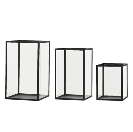 Rectangular Black Hurricane Frame with Glass sides - Set of 3