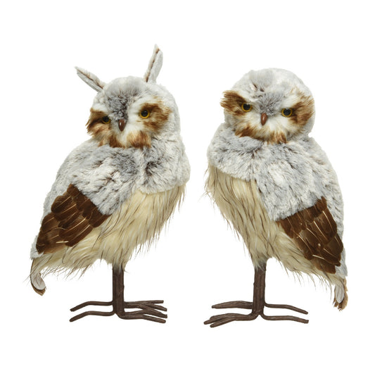 50cm Owl with Brown and Grey Feathers - 1pc