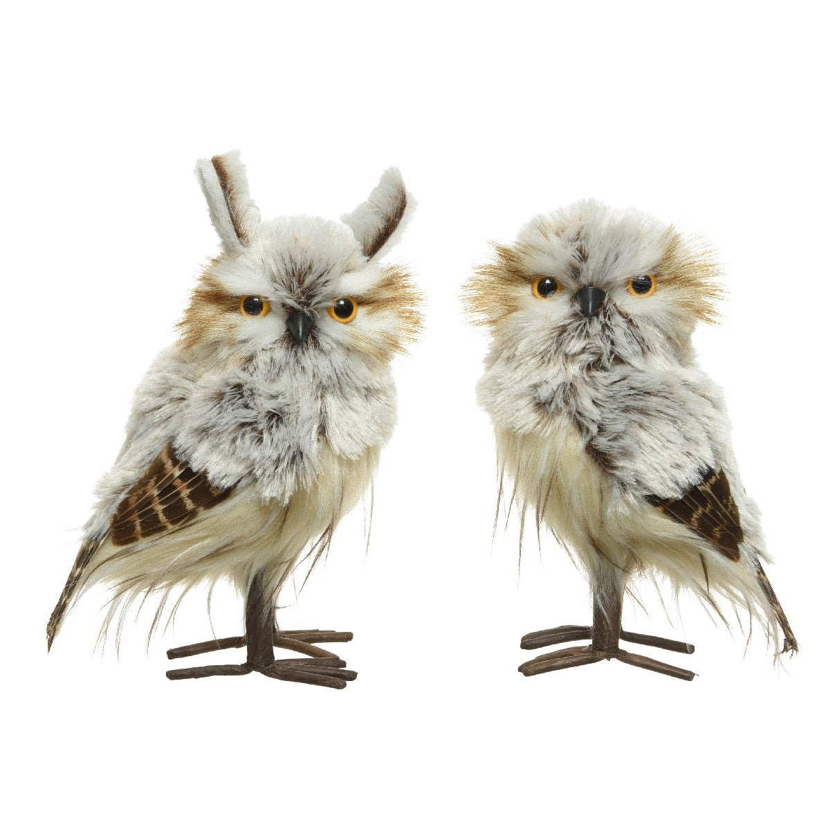 23cm Owl with Brown and Grey Feathers - 2pcs