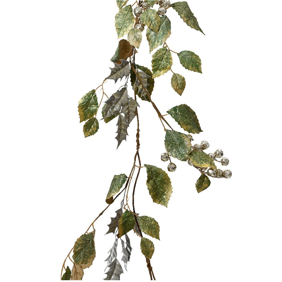 Green Leaf Garland with Berries - 1pc