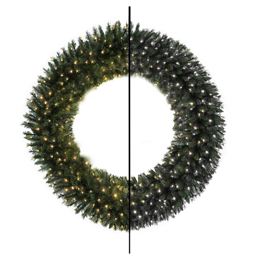 60Inch Pre-lit Wreath 300 2Chip Warm-White/Ice-White LEDs - 1pc