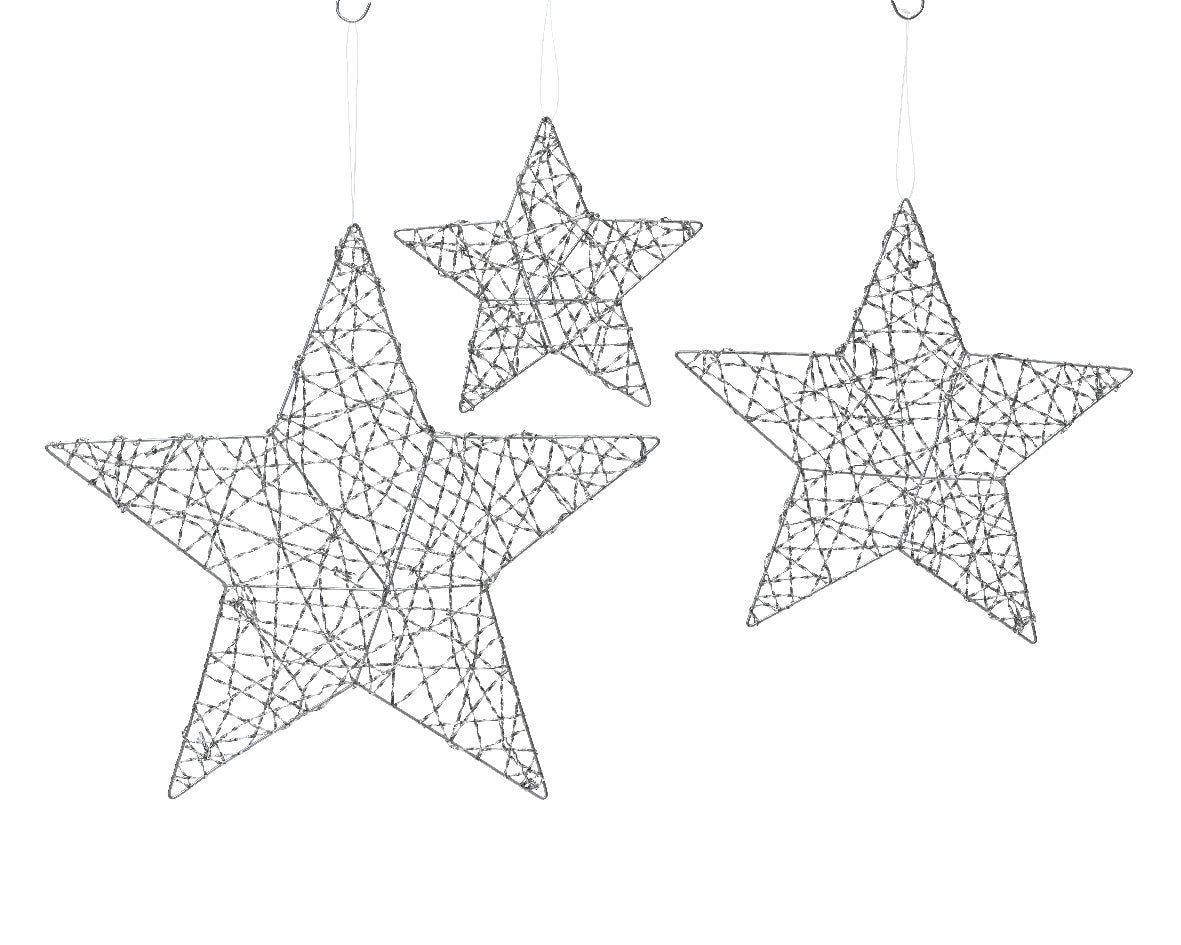 Silver Iron Stars - Set of 3