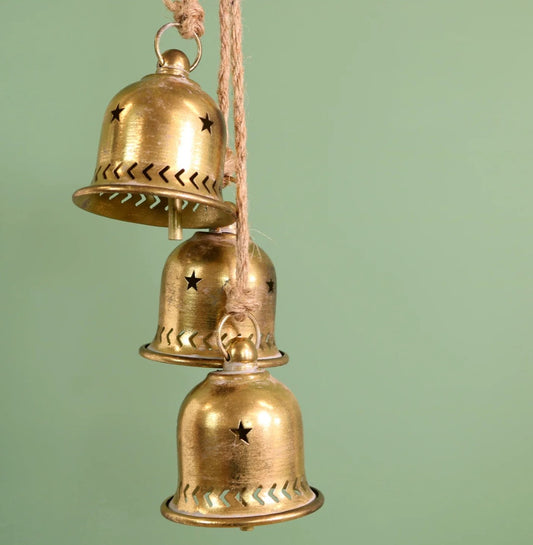 Iron Christmas bell with hanger -Set of 3