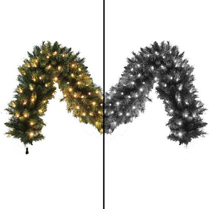 9ft Pre-lit Garland 100 2Chip Warm-White/Ice-White LEDs (2023) - 6pcs