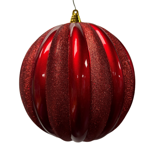 150mm Red Ribbed Candy/Glitter - 24pcs