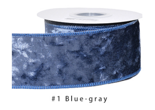 2.5" Velvet Ribbon Blue Gray - 2pcs