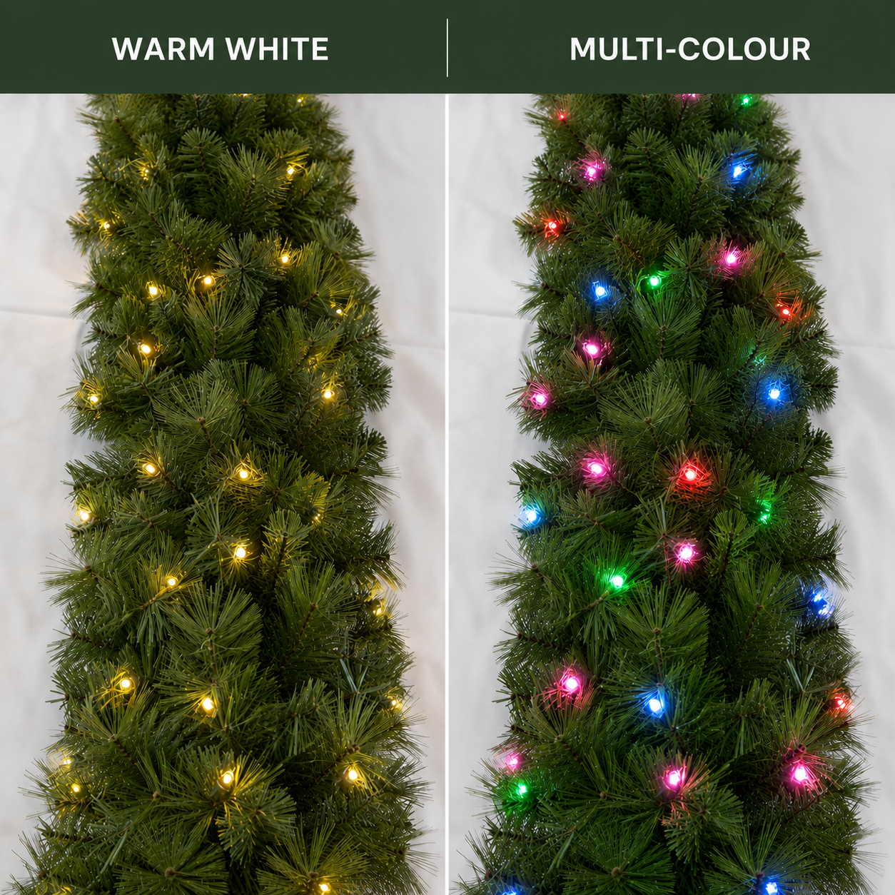 3ft Pre-lit Garland 32 2Chip Warm-White/Multi-Colour STATIC LEDs (Premium) - 3pcs
