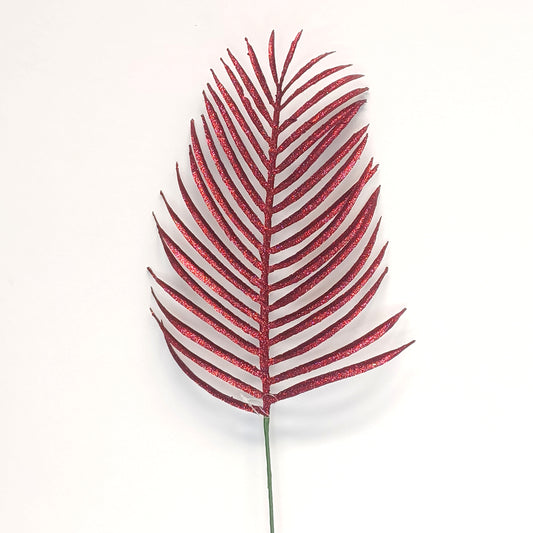 14Inch Red (Dark) Palm Leaf - Pack of 10