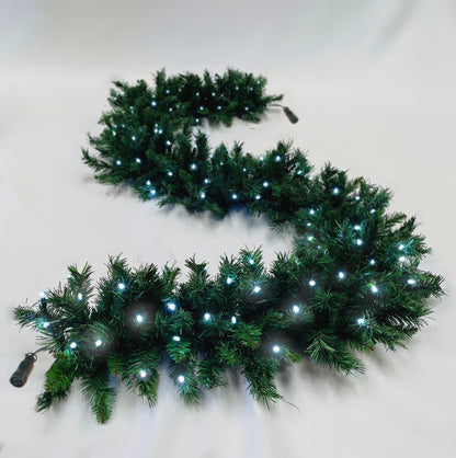 9ft Pre-lit Garland 100 2Chip Warm-White/Ice-White LEDs (2023) - 6pcs