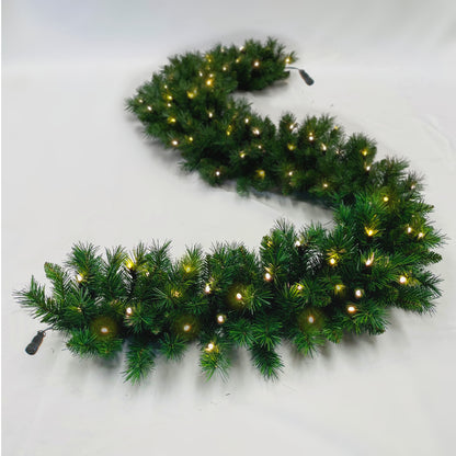 9ft Pre-lit Garland 100 2Chip Warm-White/Ice-White LEDs - 6pcs