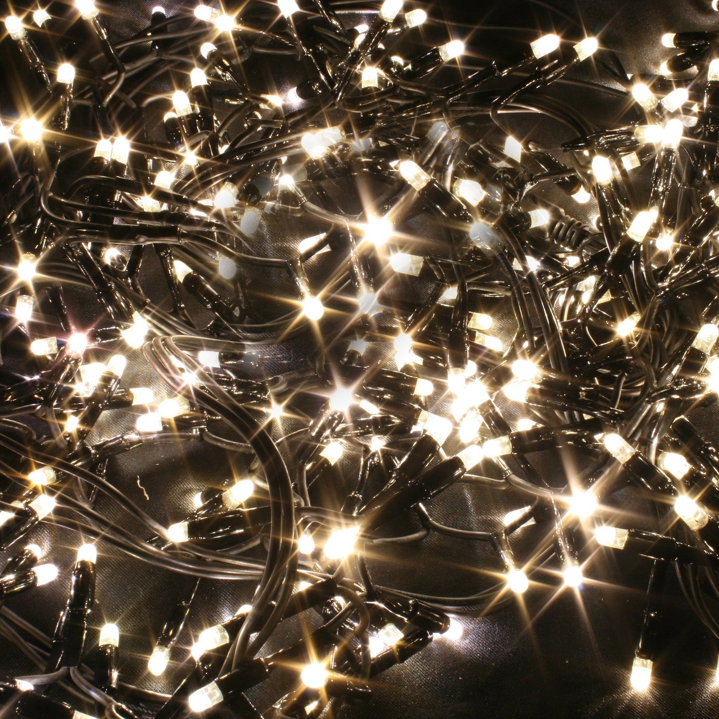 100 Warm-White LEDs 25% Twinkling on 10m green cable LV - 10 Sets (24VOLTS)