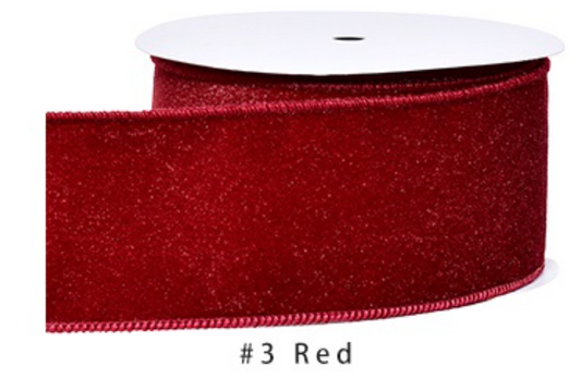 2.5" Velvet Ribbon Red - 2pcs