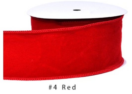 2.5" Velvet Ribbon Red - 2pcs