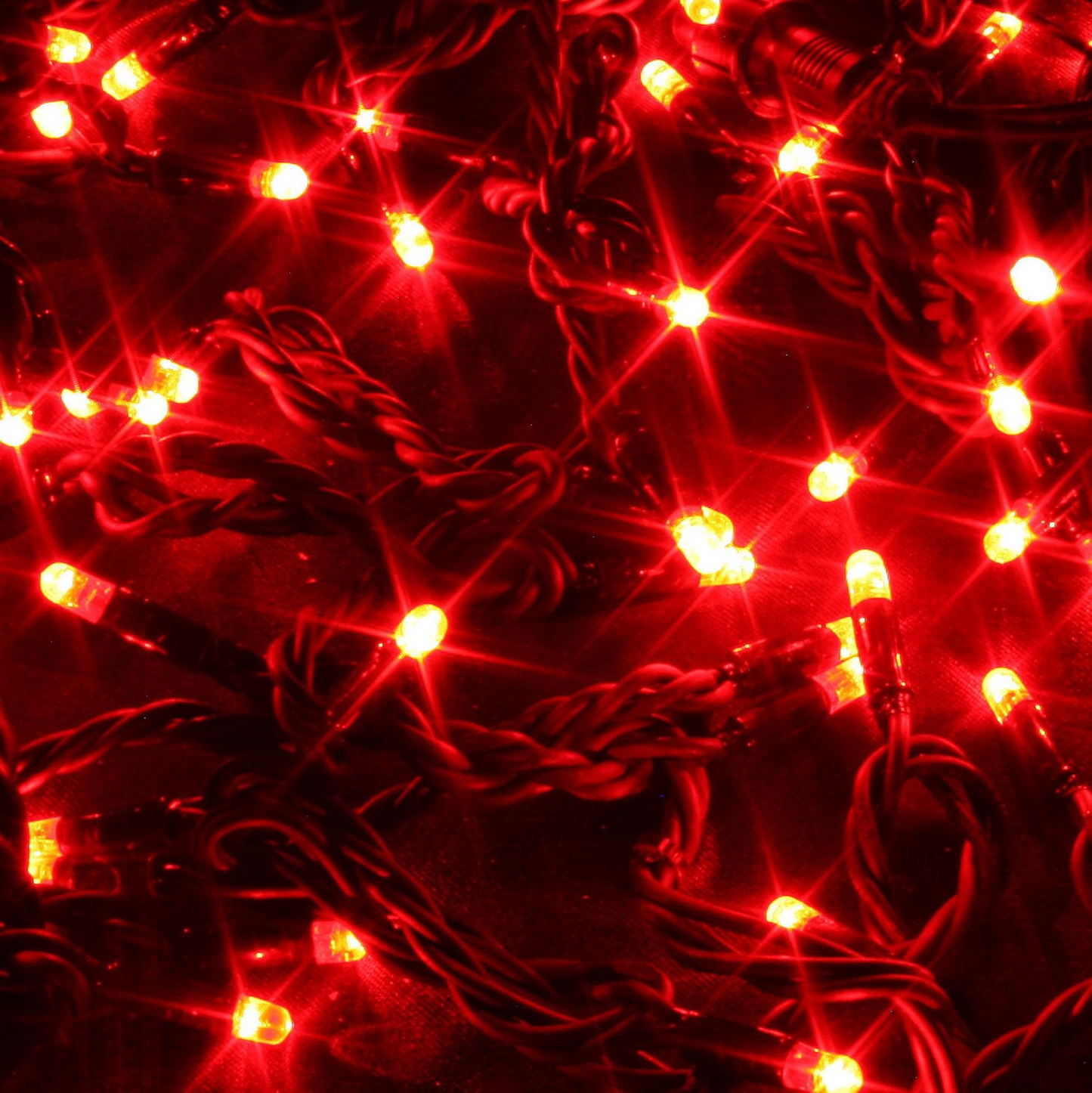 100 Red LEDs 25% Twinkling on 10m red cable LV - 10 Sets