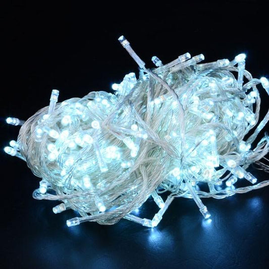 100 Ice-White Static LED String Light on clear cable - 10 Sets