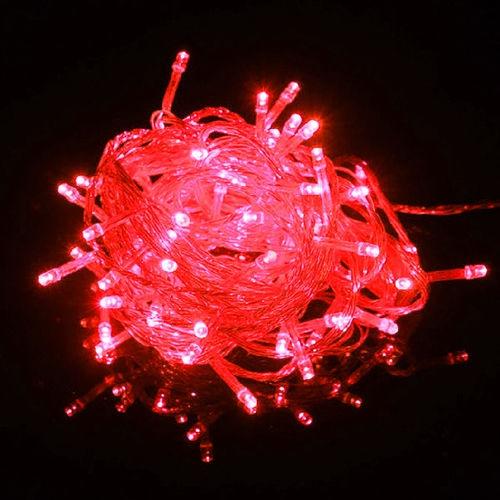 100 Red Static LED String Light on clear cable - 10 Sets