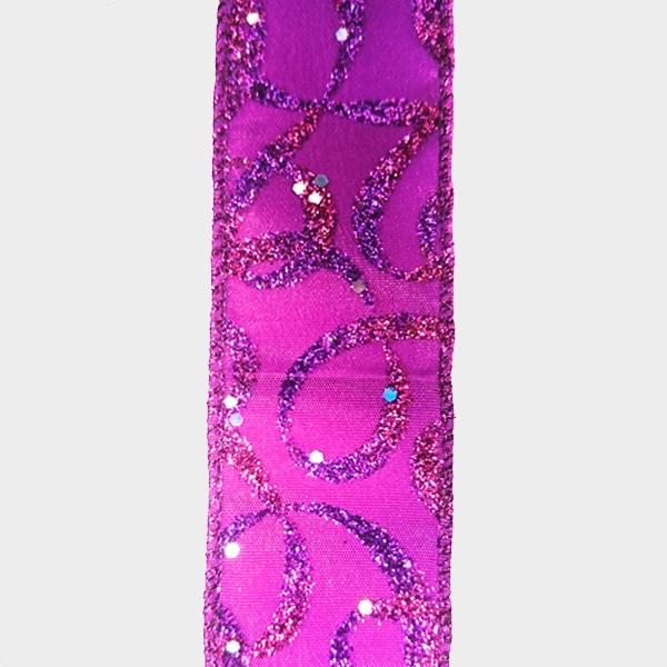 2.5" 2-Tone Purple ribbon with glitter pattern - 2pcs