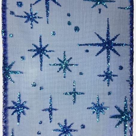 2.5" Blue sheer with stars - 2pcs