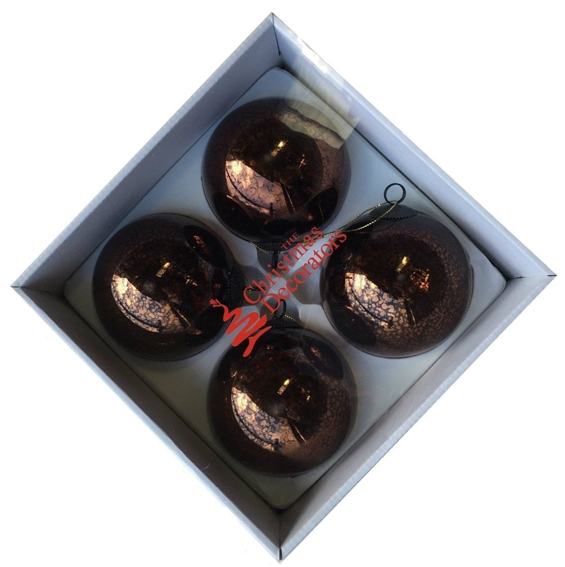 100mm Brown Mottled Glass Baubles 12 Packs of 4 The Christmas