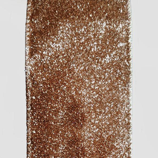 2.5" Brown glitter ribbon - 2pcs