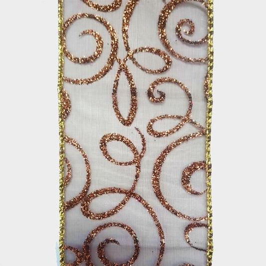 2.5" Brown sheer with gold edge - 2pcs