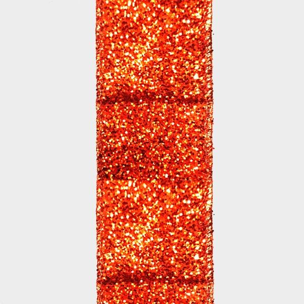 1.5" Copper/Orange glitter ribbon - 2pcs