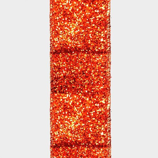 1.5" Copper/Orange glitter ribbon - 2pcs